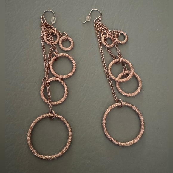 Rose Gold circle drop earrings - Picture 3 of 3
